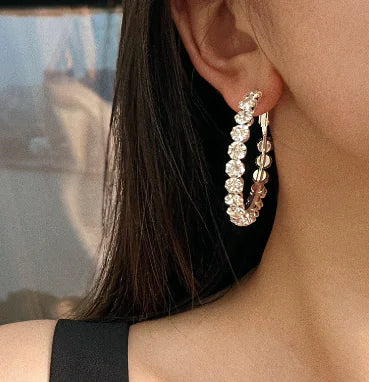 Close-up of crystal earring sparkle detail